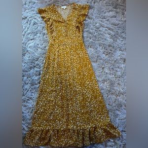 Yellow Dress with White Leaves